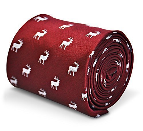 Frederick Thomas Burgundy Tie with Deer Hunting Pattern for Men – Microfibre Necktie for Formal, Office, Weddings and Outdoor Events – Classic British Accessory, Classic 8cm Width
