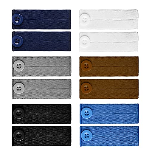 12 PCS Elastic Waist Extenders, Jeans Pants Button Extender Adjustable Waist Extender Pants Waist Elastic Extenders Waistband Extender for Jeans, Skirt, Trousers (6 Colors)