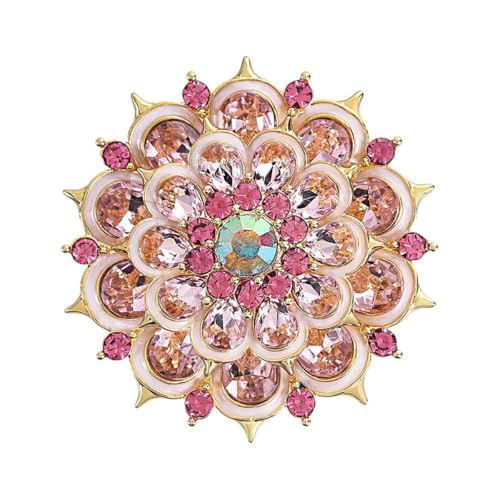 Image of Rhinestone Crystal Flower Brooch Pin Sparkling Large Crystal Sunflower Brooch Vintage Floral Lapel Pins Rhinestone Flower Bouquet Broochs Rose Snowflake Broochs Wedding Bridal Dress Jewelry for Women