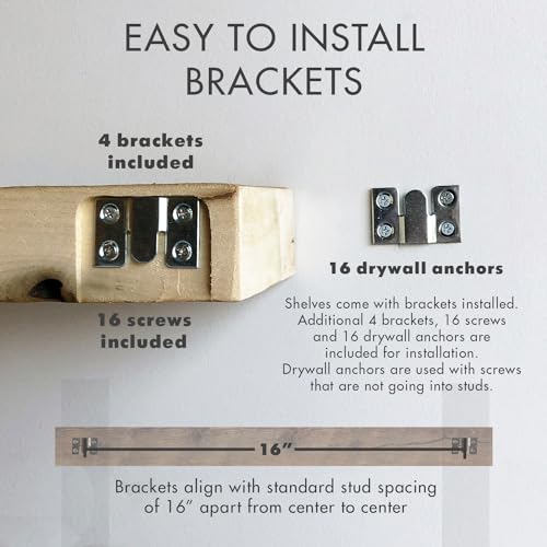 Urban Legacy Reclaimed Barnwood Planks | Floating Shelves for Wall w/Flush Mount Shelf Bracket Set Included | Set of 2 (Natural, 36" x 7" x 2") by Urban Legacy - Image 3