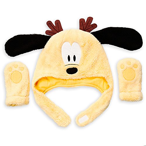 Disney Pluto Holiday Hat and Mittens Set Baby 12-18 Months Yellow