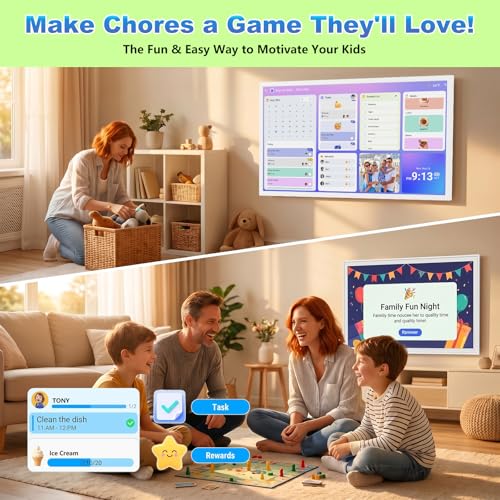 Image of 32 inch Digital Calendar Electronic-eCalendar WhiteBoard-Wall-Planner- Digital-Frame Touchscreen, Star Reward, Sync Online via APP, Meal Planner, No Subscription Chore Chart, Wall Mount, Gifts for Mom Dad