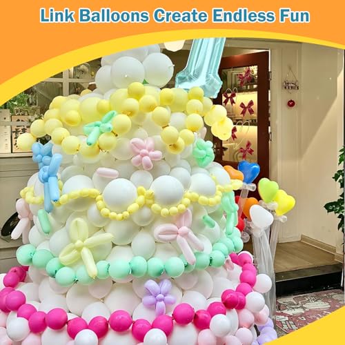 Image of 120 Pcs Link Balloons 12 Inch Linking Balloons for Birthday Wedding Party Festival Decorations (Magenta)