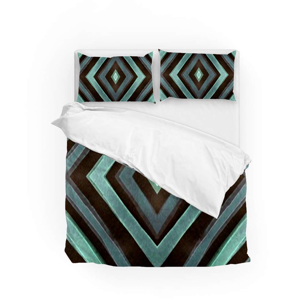 Linge de lit 3 pièces à rayures bleu cyan : douceur et éclat géométrique