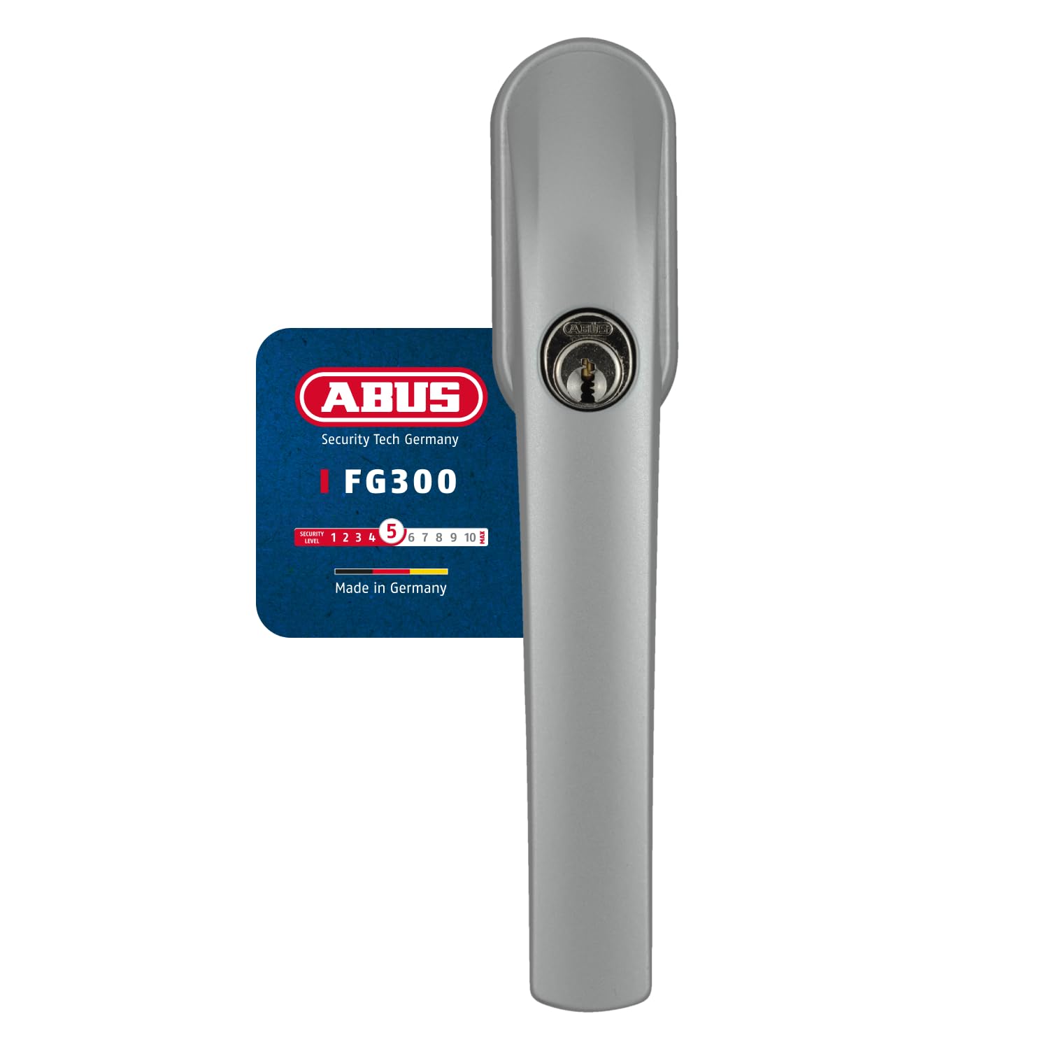 Abus Stainlesssteel Lockable Window Handle Fg300 Al0125 - Window Knob With Push Cylinder Simultaneous Locking - Security Level 5 - 89945 - Stainless Steel
