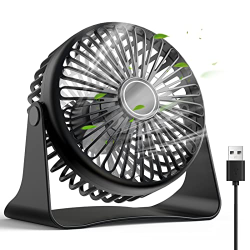 Lafhome USB Ventilador de Escritorio, Ventilador de Mesa Portátil 360° Cabeza Ajustable Mini Ventilador de Escritorio con 3 Velocidades Pequeño Ventilador Personal para Hogar Oficina Negro