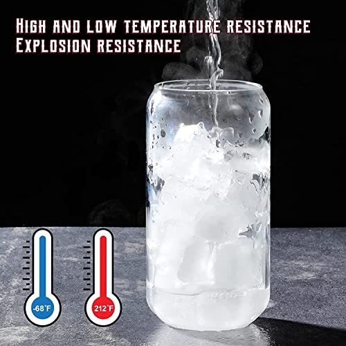 image for JunKaixx Drinking Glasses with Glass Straw 2pcs Set - 16oz Can Shaped 