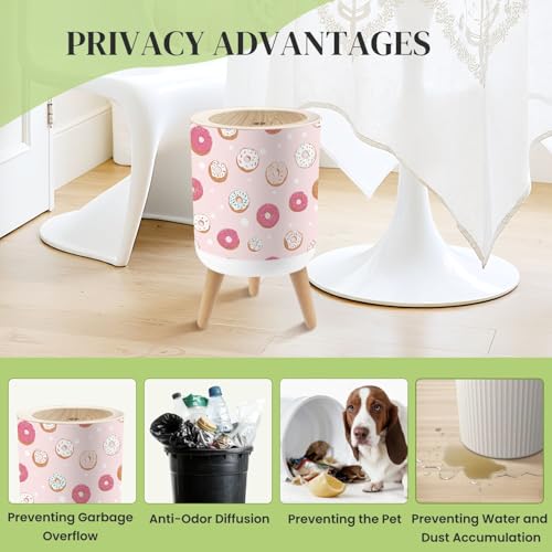 Papelera Pequeña Redonda con Tapa Presion Rosa 7L miniatura 4