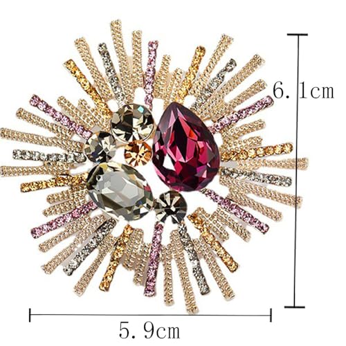 Image of Rhinestone Snowflake Brooch Pin for Women Sparkly Flower Corsage Lapel Pin Vintage Floral Suit Jacket Brooch Pin Jewelry for Women Men Birthday Gifts
