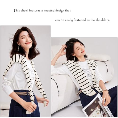 Women's Fashion Knitted Shawl - Khaki Sweater Shawl for Air-Conditioned Rooms3