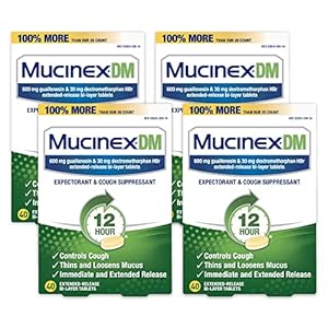 Mucinex DM 12-Hour Expectorant and Cough Suppressant Tablets, 40 ct (Pack of 4)