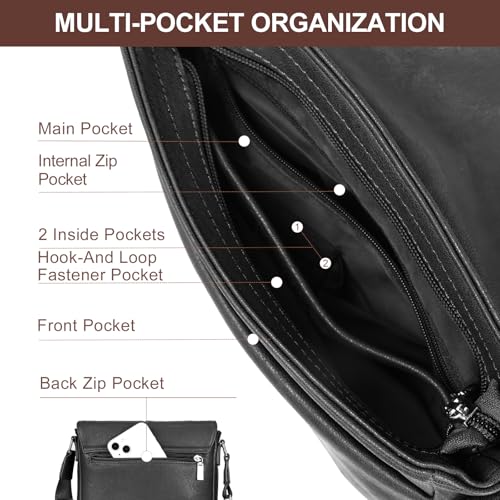 Leathario Crossbody Bags for Men, Vegan Leather Shoulder Bag, Small Messenger, Side Sling Pack for Travel, Work, Daily Use by Leathario - Image 4