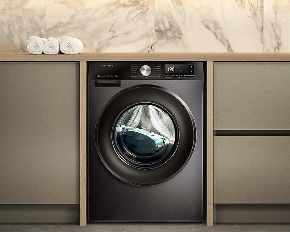 3S Series WF3S1243BB3 12KG Large Capacity, 1400 RPM, A Energy Class, Quick Wash, WiFi Enabled, LED Display, Black Freestanding Washing Machine - HxWxD MM (890x595x640) - 2 Year Warranty - 3