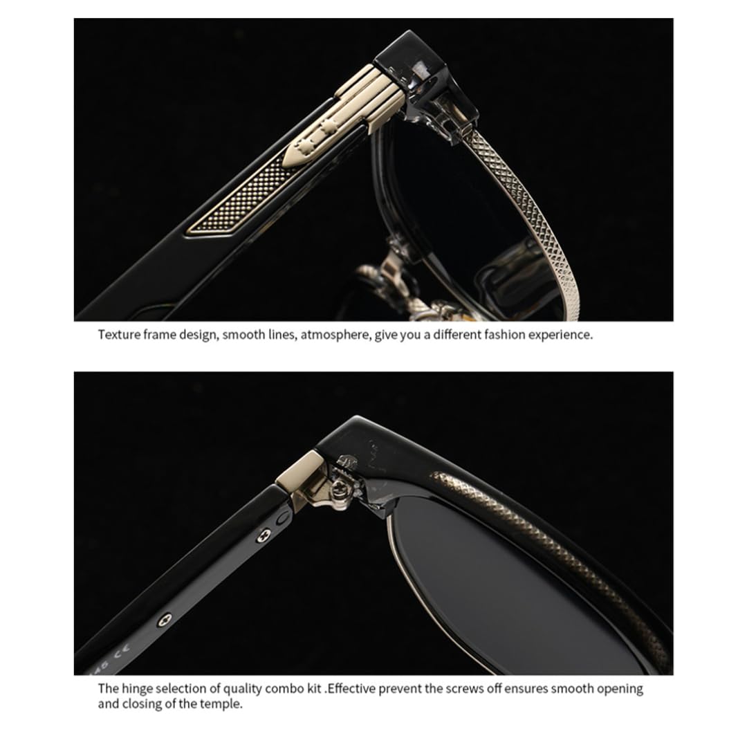 Okulary przeciwsłoneczne Retro Metal Rivets Vintage Polygon Half-frame UV400