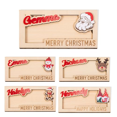 Personalized Christmas Money Holder 2025 2024 Wooden Christmas Card Box Customize Name Christmas Cash Holder Envelope New Year Gifts 5 Styles