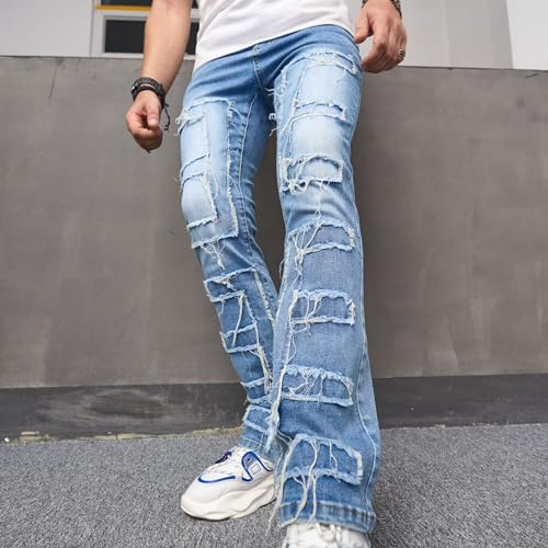 Men Stretch Fit Skinny Stacked Ripped Slim Fit Jeans Y2K Denim Pants Slim Fit Trousers Streetwear3