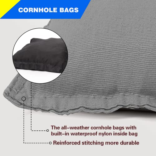 Set Of 8 Premium Weather Resistant Cornhole Bean Bags. Regulation Size And Weight Bean Bags For Cornhole Toss Games (Several Styles Available) (Black & Grey) #TOP2