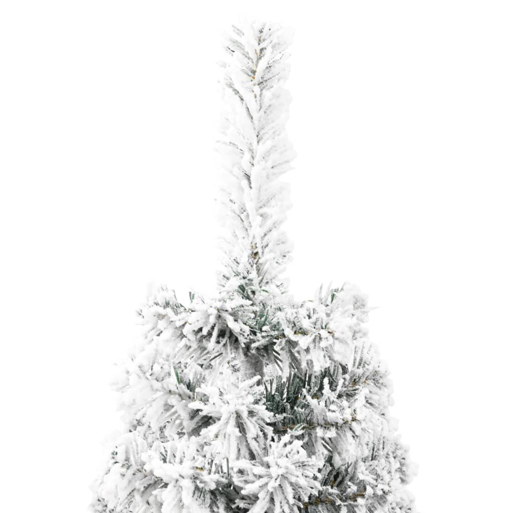 Albero di Natale a Parete INNEVATO Verde Artificiale in PVC Ignifugo h. 150 80 cm angolare salvaspazio Punte bianche Rami Slim FLOCCATO stand plastica (150 cm)