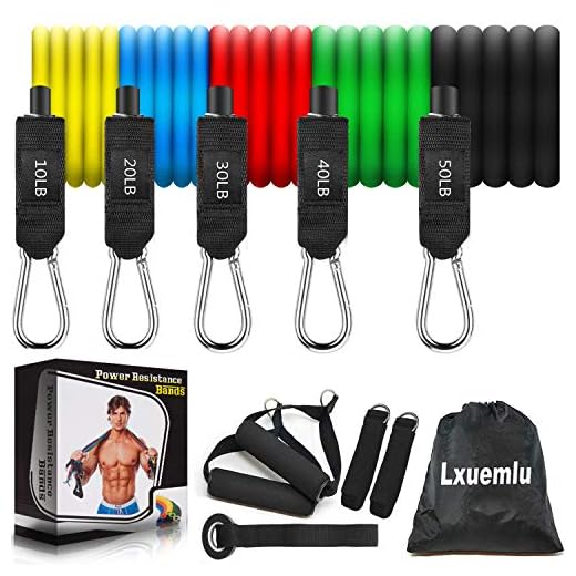 【2020 Newest】 150LB Resistance Bands Set for Home Workouts, Physical Therapy - Exercise Bands with Handles, Door Anchor, Ankle Straps and Workout Guide