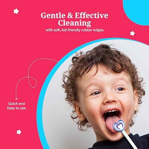 Image of SmiloShine Lollipop Tongue Cleaner for Kids Pack of 4 With 4 different colors