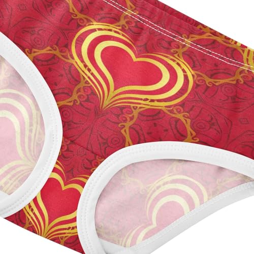 Toddler Underwear Floral 2t Cotton Little Girl Panties Personalized Underpants Briefs Red Hearts Gold4