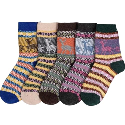 Image of Aoxwomens Womens Cotton Crew Socks Thermal Heated Boot Slipper Midi Calf Sock,Cute Xmas Gift for Winter Snow Cold Weather