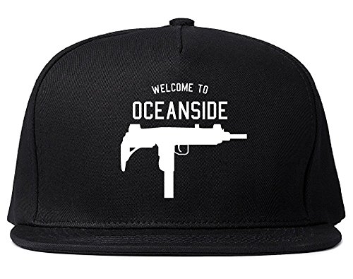 Kings Of NY Welcome to Oceanside Uzi Machine Gun California Snapback Hat Cap Black
