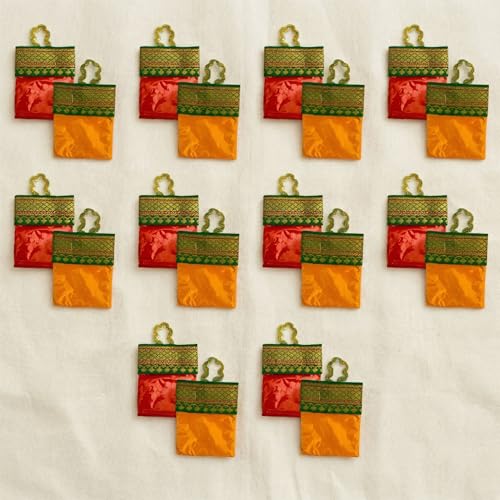 LoveNspire Handbag Style Mini Haldi Kumkum Packets for Pooja Thali Decorative Sindoor & Turmeric Powder Combo for Wedding & Housewarming Favors Festival Items & Indian Return Gifts 10 Pieces