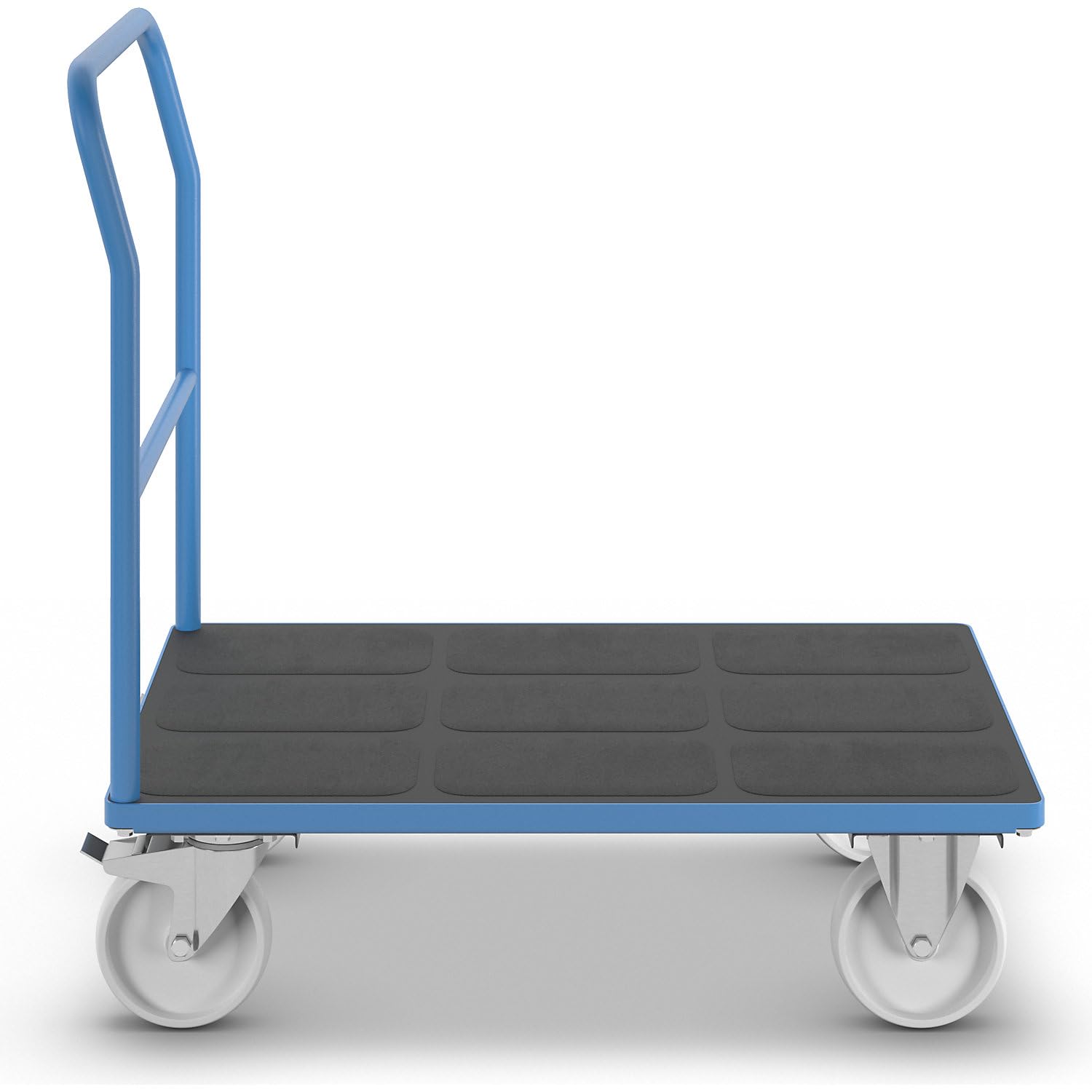 eurokraft | Plattformwagen | Rohrschiebebügel | Polyamidreifen | LxB 1050 x 700 mm | lichtBlau