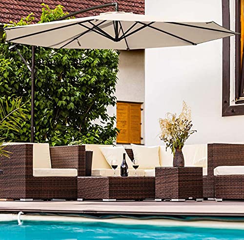 Qdy -3M Cantilever Garden Parasol, Patio Sunshade, Uv Protective 50+, Garden Offset Patio Umbrella With Crank Handle And Tilting For Outdoor Sun Shade,1 Khaki #TOP16