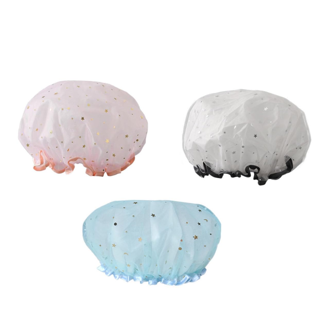 Beavorty 5 Set di Cuffie da in Filato Eva Cuffie da Bagno Elastiche a Doppio per Donna 3 Pezzi*5