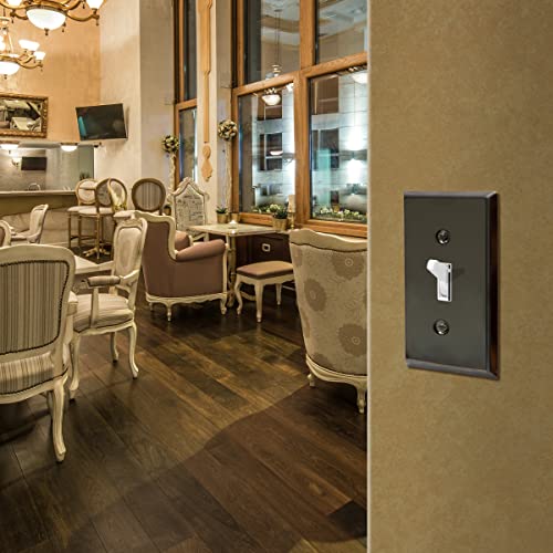 Image of ENERLITES Toggle Light Switch Metal Wall Plate, Stainless Steel Switch Cover, Corrosion Resistant, Mid-Size 1-Gang 4.50 inch x 2.76 inch, Stainless Steel 201, 7711-PBK, Polished Black