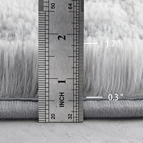 MARATIP Plush Rug, Fluffy Round Rug, Large Size, Modern Living Room, Children's Girls, Soft and Fluffy Rug for Bedroom/Living Room/Children's Room (Light Grey, 80 x 150 cm) - Image 2