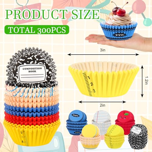 Moldes decorativos para cupcakes con 6 diseños de material escolar y cuadernos 3