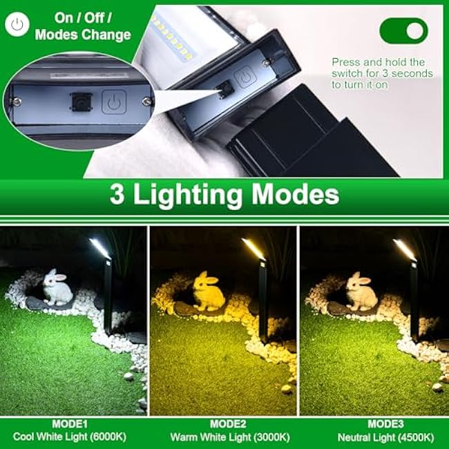 JSOT Solar Garden Lights - 6 Pack Solar Driveway Lights Outdoor for Landscape Pathway Backyard Decor Waterproof Walkway Light with Bright 3 Lighting Modes