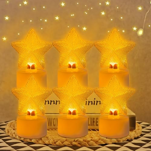 6 Stück Weihnachten LED Teelichter Metall, LED Kerzen Mit Batterie,...