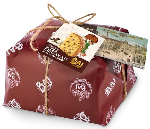 BAJ 1768 - Panettone Baj ai Tre Cioccolati (Al latte, fondente e bianco) - Incartato con libretto storico