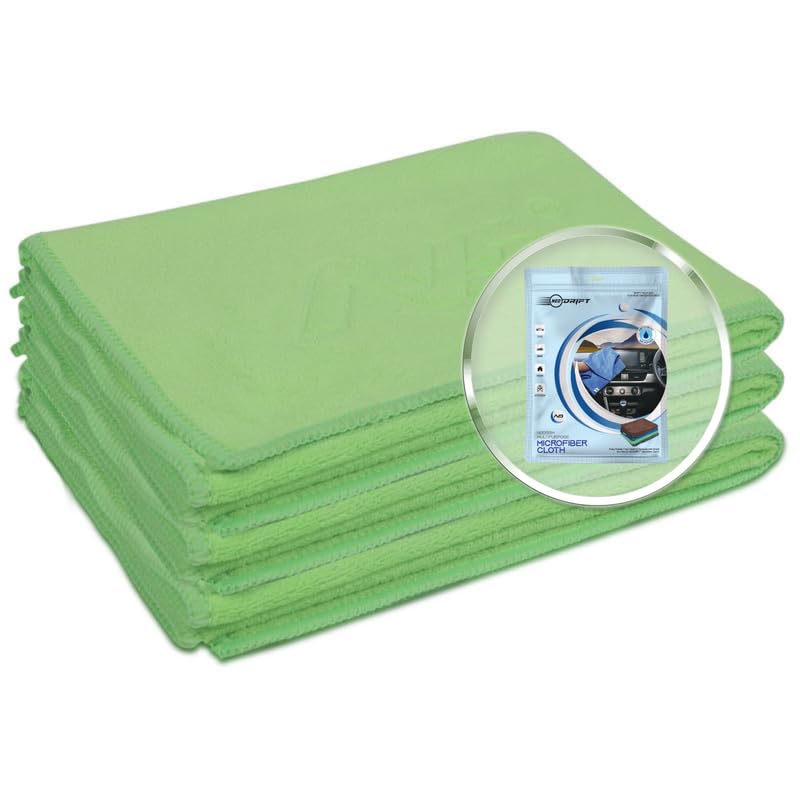 Image of Neodrift '400 GSM' Microfiber Cloth (Size - 40X40 Cm)(Set of 3 PC)(Colour - Green)(Ultra Soft Cleaning Cloth for Car, Bike - Polishing, Detailing, Highly Absorbent)