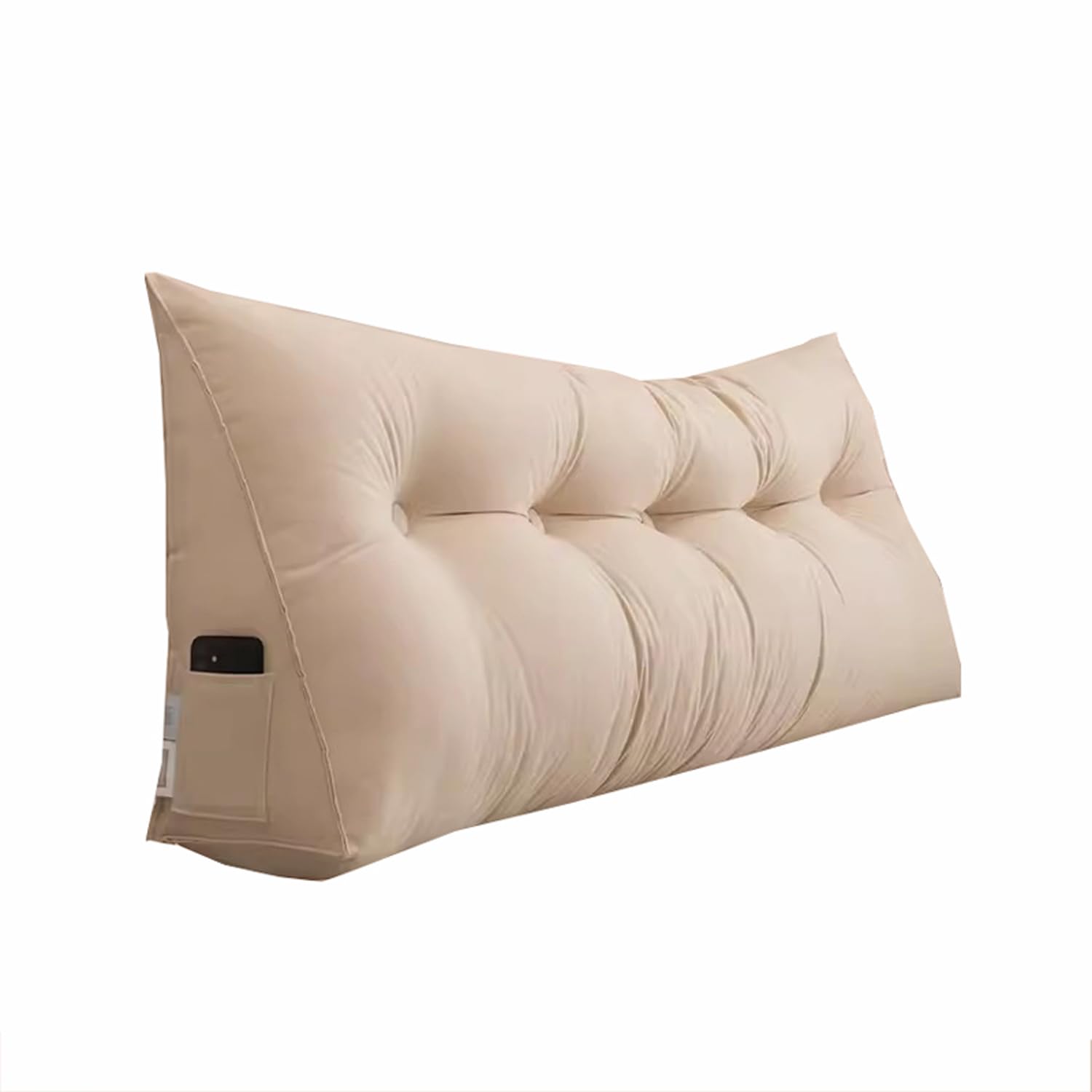 Bed Sofa Wedge Pillow Soft Headboard Pillow for Head Leg Back, Triangular Backrest Bolster Cushion Removable Cover Rest Reading Pillow (195x45x15cm,Beige)
