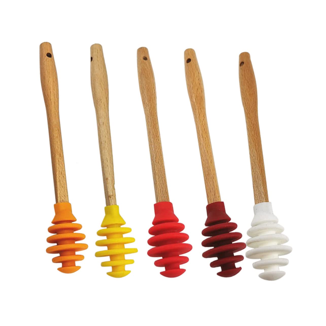 ULTECHNOVO 5Pcs Silicone Honey Stirring Spoons Non Stick Stain Resistant Dippers for Honey Syrup Viscous Substances for Homemade Treats and Party Favors