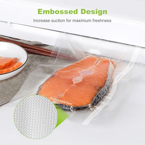 Image of Bonsenkitchen Vacuum Sealer Bags, 8 inch x 50' Rolls 2 pack for Food Storage Saver, Bpa Free, Heavy Duty, Commercial Grade Textured Food Roll, Customized Size Bag for Sous Vide Cooking,VB3209