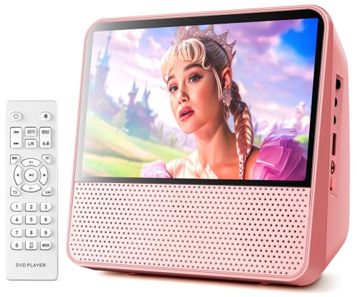 Image of ROADOM 9.8 inch Portable DVD Player with Screen, 7'' HD 1024*600 Digital Screen, 4000 mAh Rechargeable, Hi-Fi Stereo Sound, Remote Control, Sync TV,Resume Playback, DVD /CD /Bluetooth /USB /Line /Timer /Repeat