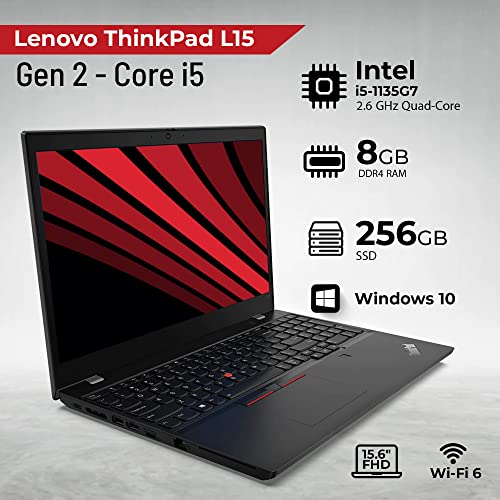 Image of Lenovo ThinkPad L15 Gen 2 - Core i5 1135G7 (Quad-Core) - 15.6 inch FHD Business Laptop Computer - 8 GB DDR4 RAM - 256 GB SSD - Windows 10 - Wi-Fi 6 - 720P Webcam with One Extra Year Warranty