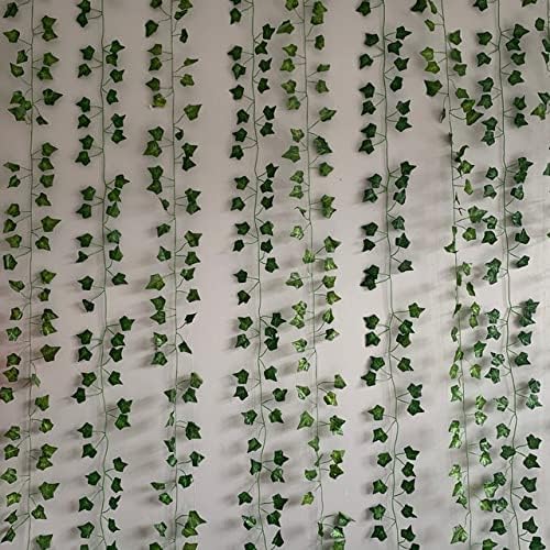 ARIATI UK 4 Pack Strands (28 Feet) Artificial Ivy Garland Foliage Green Leaves Fake Hanging Vine Plant for Wedding Party Garden Wall Decoration