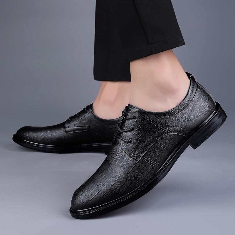 Dress Shoes for Mens Lace Up Pu Leather Fashion Plain Toe Business Non Slip Shoe2