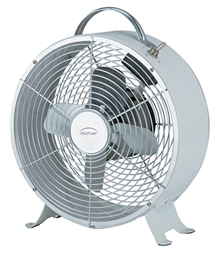 DOMAIR RETRO WHITE - Ventilateur de Table rétro - Diamètre 30 cm - 20 Watts - 2 vitesses - 100 % métallique - Blanc