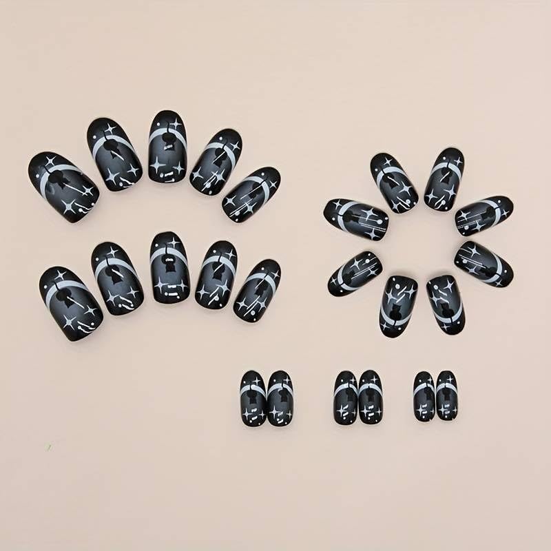 Image of ZOONA 24PCS Everlasting French Nails Artificial Nails Art Set| Lightweight & Long Lasting| Easy To Use| Quick Fix For Festivals & Special Occasions (w1131)