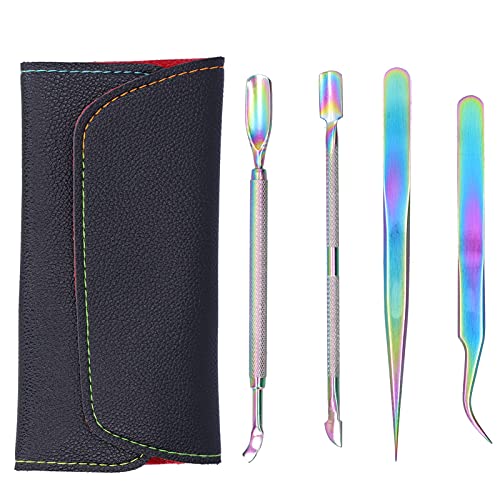 Nagel Nagelhautschieber Pinzette Set Maniküre Nagelhautschieber Nail Art Dead Skin Remover Edelstahl Maniküre Kit für…