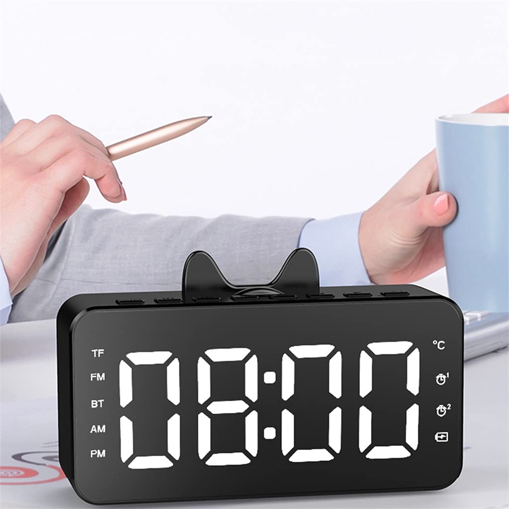 Reloj digital multifunción LED con reproductor de música, carga USB, despertador, decoración del hogar (negro como se muestra)