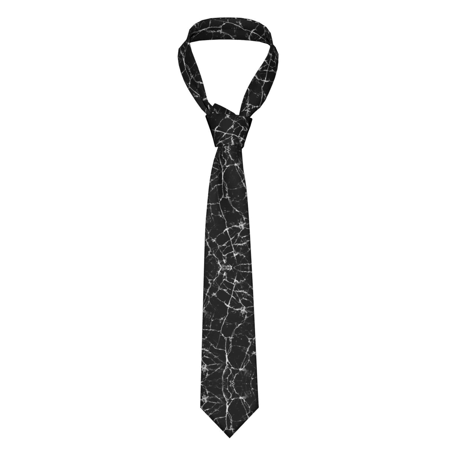Faduni Unisex Black Marble Men Ties Silk Neck Tie For Men Wedding Business Formal Neckties